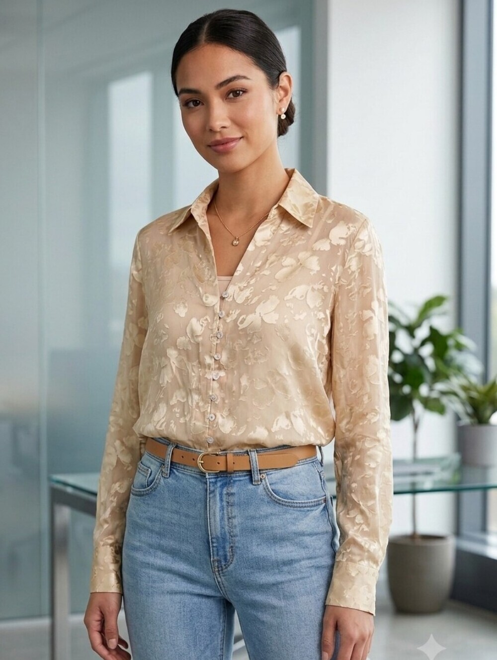 Rena Rowan Silk Blend Floral Devore Blouse Sz 14 Fits M L